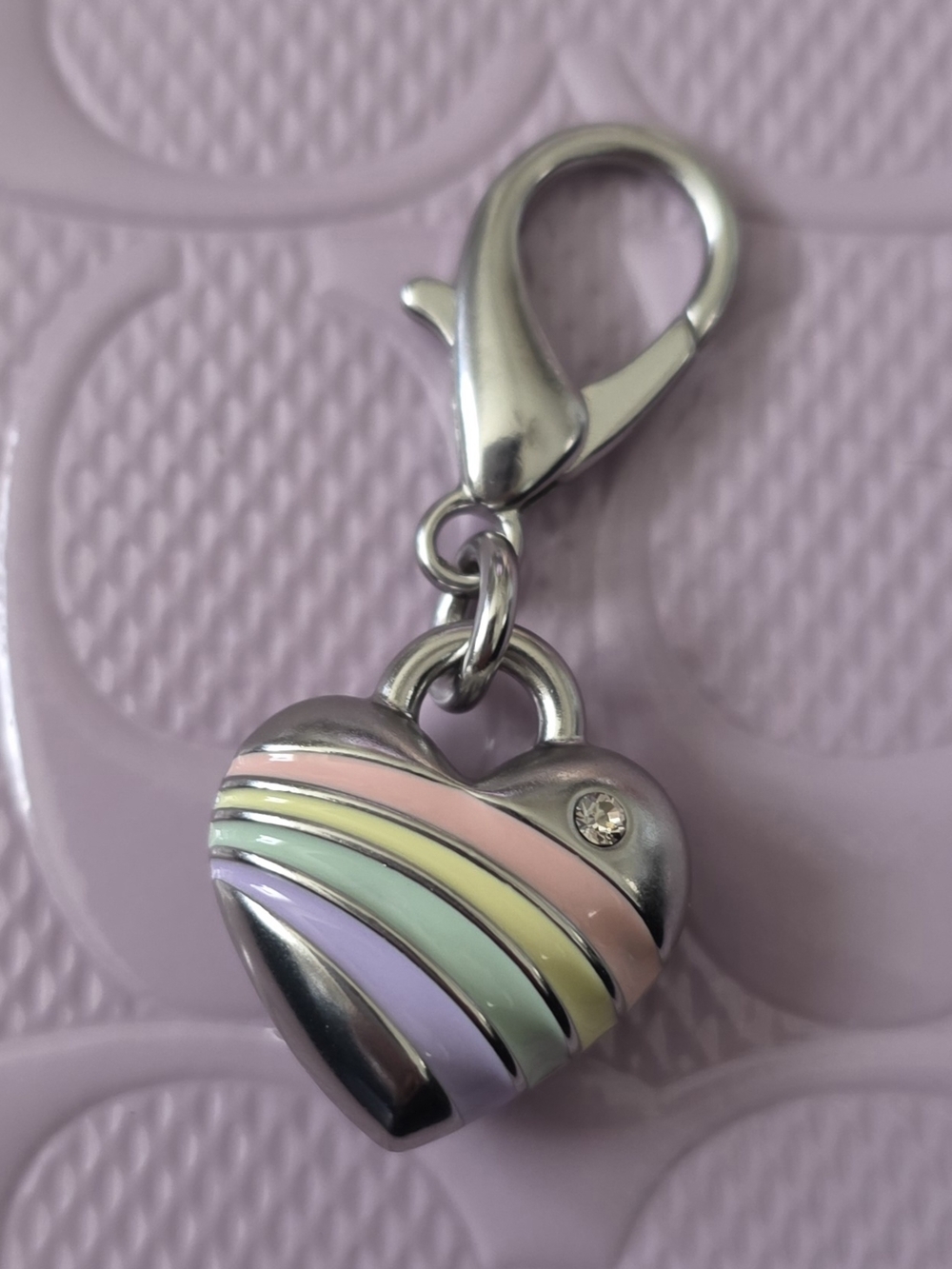 Coach Pastel Rainbow Heart Charm Clip-On